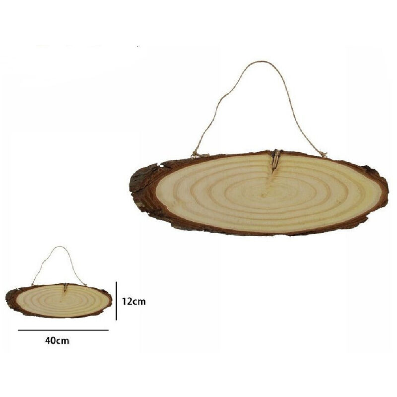 foto del prodotto disco legno naturale base tronco decorativa ornamento da appendere 40x12cm 72105 - - trade shop traesio