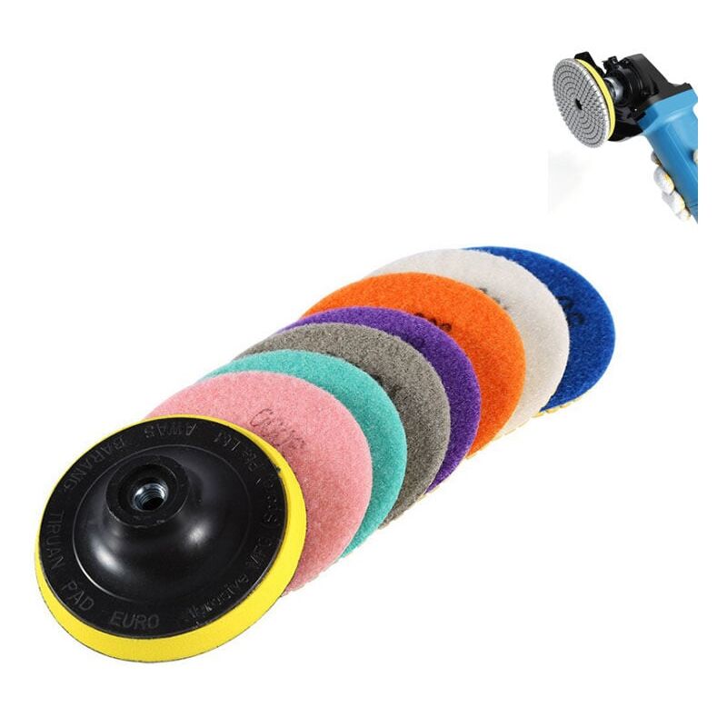 foto del prodotto disco lucidante diamantato , 8 pezzi da 4 pollici 100 mm , tamponi per lucidatura del cemento, lucidatura del granito e del marmo con tamponi, per