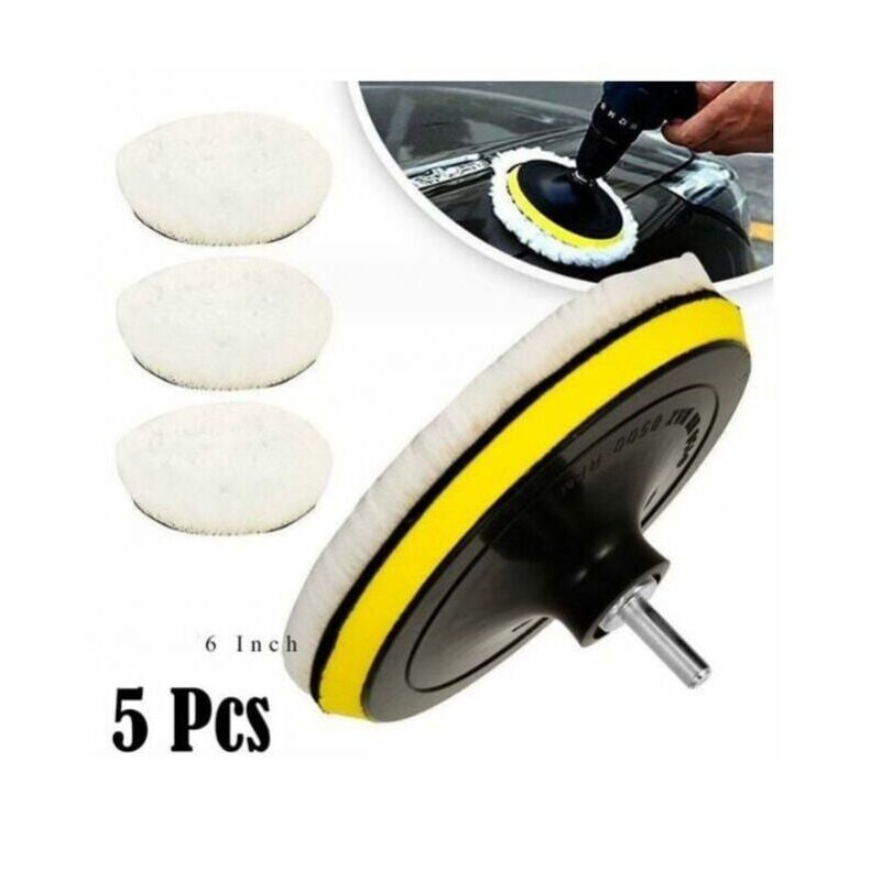 foto del prodotto disco lucidante in lana da 150 mm, tampone lucidante, spugne lucidanti, set per lucidatura auto con punta da trapano m14 per lucidatura, levigatura e