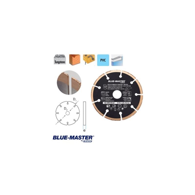 foto del prodotto disco multiuso radiale in carburo di tungsteno blue master 115x1.6x22