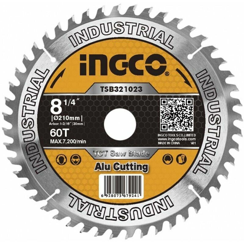 foto del prodotto disco per taglio legno a 60 denti da 210 mm ingco per smerigliatrice circolare