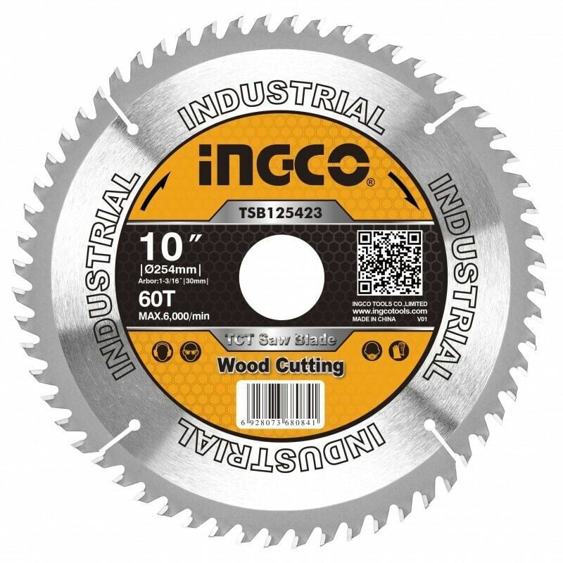 foto del prodotto disco per taglio legno a 60 denti da 254 255 mm ingco smerigliatrice circolare