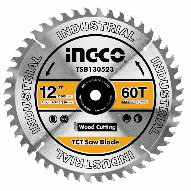 foto del prodotto disco per taglio legno a 60 denti da 305 mm ingco smerigliatrice circolare
