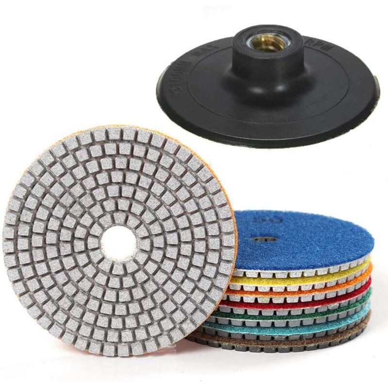 foto del prodotto disco per tamponi per lucidatura diamantati da 16 pezzi da 4 pollici con platorello per ceramica in cemento e granito