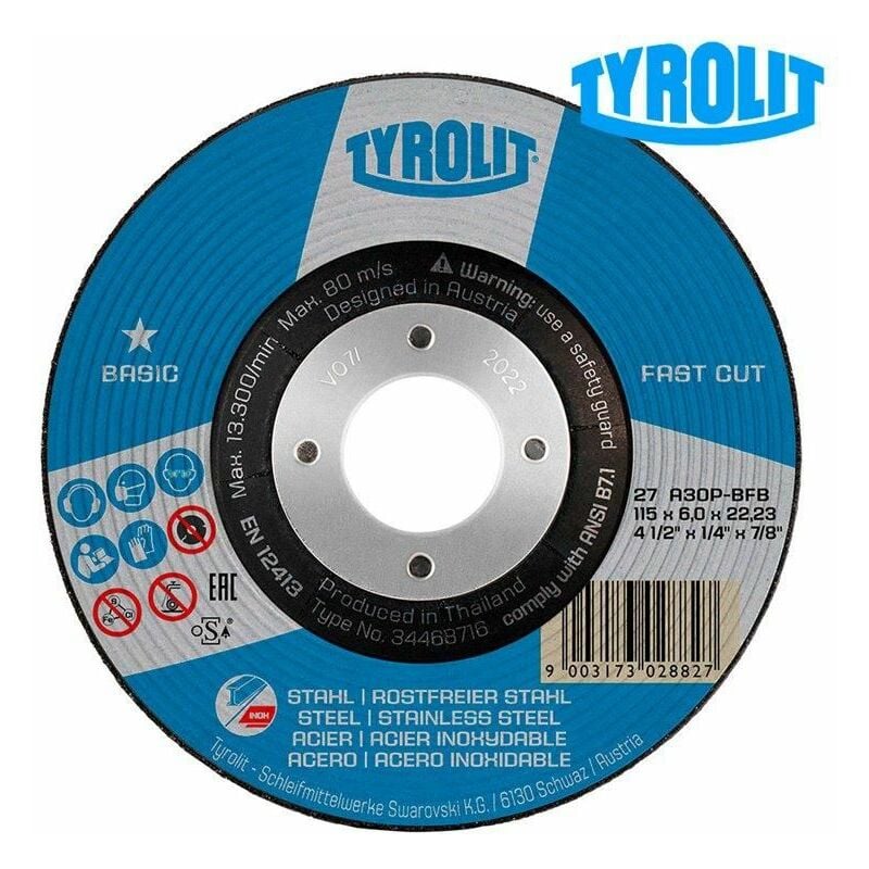 foto del prodotto disco sgrossatore 27c 125x6x22,23 a30p bfb tyrolit