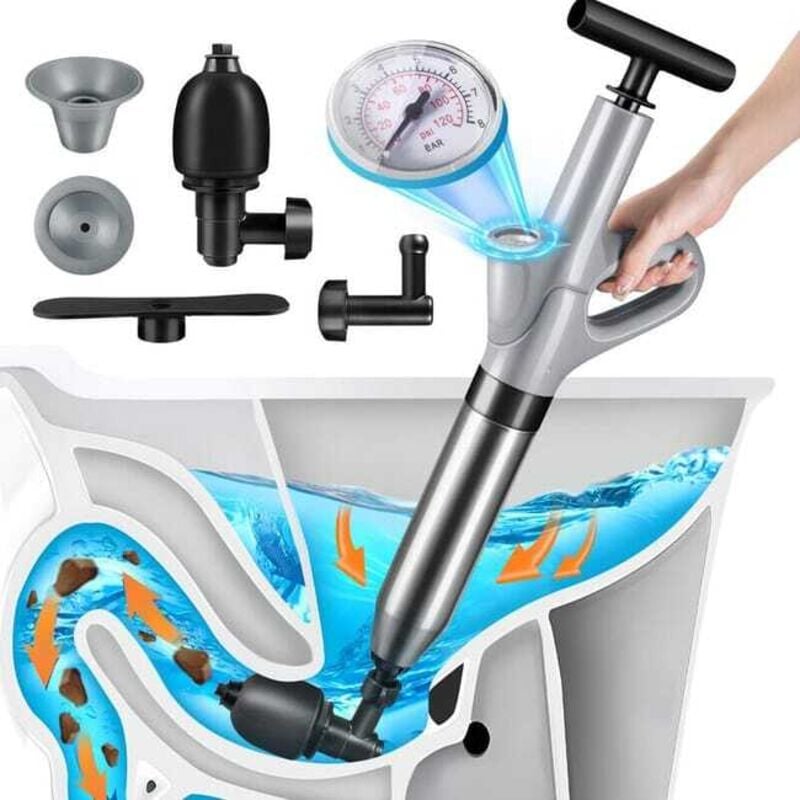 foto del prodotto disgorgante professionale per scarichi 3 adattatori inclusi disgorgante per pompe lavandino wc vasca da bagno