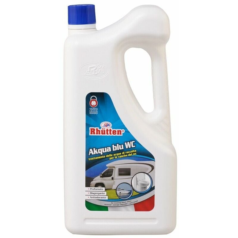 foto del prodotto disgregante wc camper barca roulotte rhutten liquido chimico per akqua blu 2 lt.
