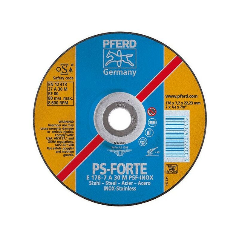 foto del prodotto disk sbavatura ps forte inox per la lavorazione di acciaio inox, x spessore. 230 x 8.3 mm modello conde, velocit massima. 6600 giri min