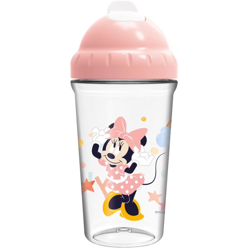 foto del prodotto disney bicchiere con cannuccia flessibile per bambini con grafica minnie da 295 ml, senza bpa, lavabile e riutilizzabile