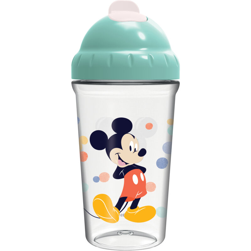 foto del prodotto disney bicchiere per bambini con cannuccia flessibile con grafica di mickey mouse da 295 ml, senza bpa, lavabile e riutilizzabile