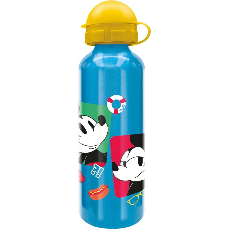 foto del prodotto disney borraccia azzurra per bambini in alluminio mickey mouse topolino 530 ml con beccuccio e tappo di sicurezza