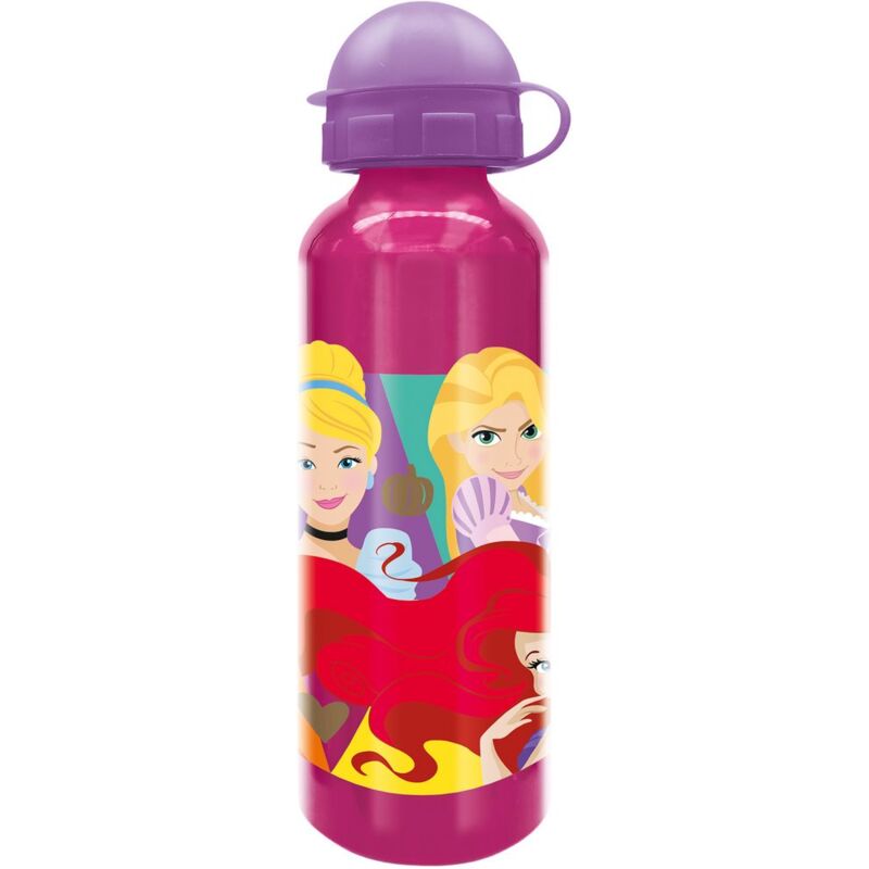 foto del prodotto disney borraccia bambine princess in alluminio da 530 ml, senza bpa, con tappo di sicurezza e beccuccio, lavabile e riutilizzabile