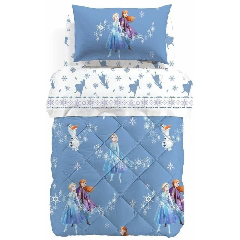 foto del prodotto disney caleffi trapunta invernale in cotone frozen magic letto singolo multicolor