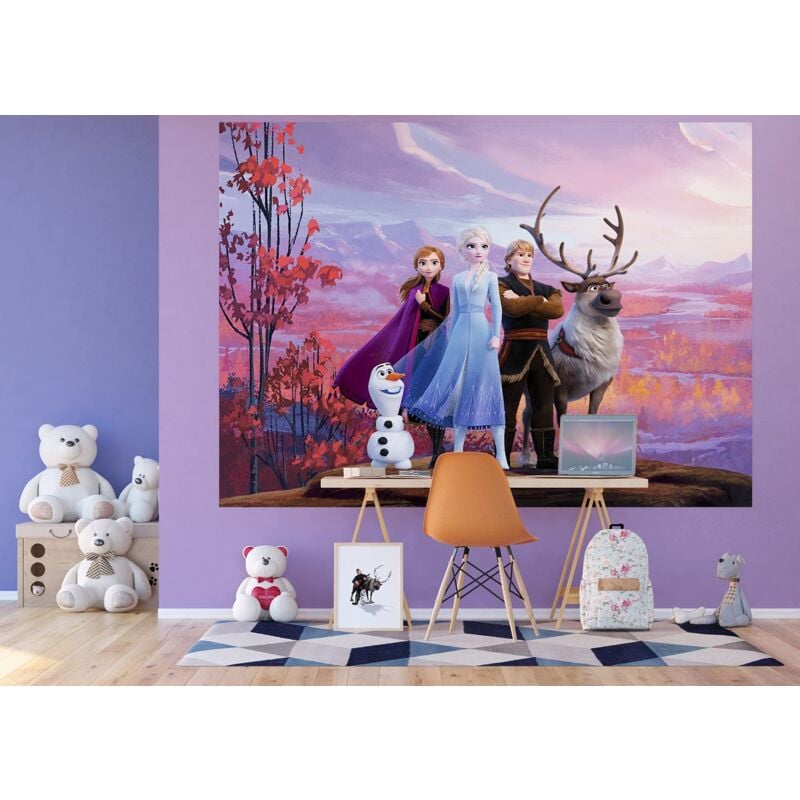 foto del prodotto disney carta da parati fotografica per cameretta dei bambini, 252 x 182 cm, 4 pezzi, frozen anna ed elsa ag design