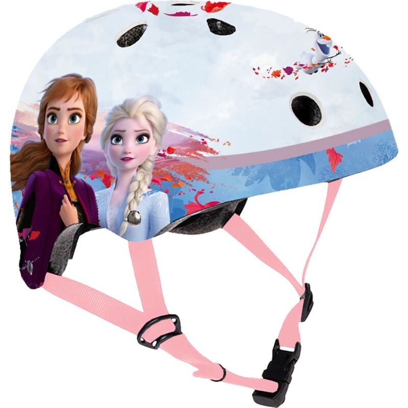 foto del prodotto disney frozen casco nut da bicicletta per bambina con fori di aerazione, regolazione a ghiera e cinturini di fissaggio. misura 53 55 cm 4 8 anni 