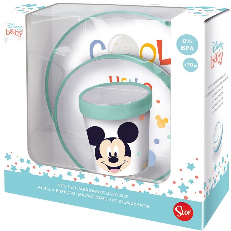 foto del prodotto disney gift set pappa bambini mickey mouse da 3 pezzi, in plastica senza bpa, lavabile, riutilizzabile e antiscivolo, adatto a microonde e