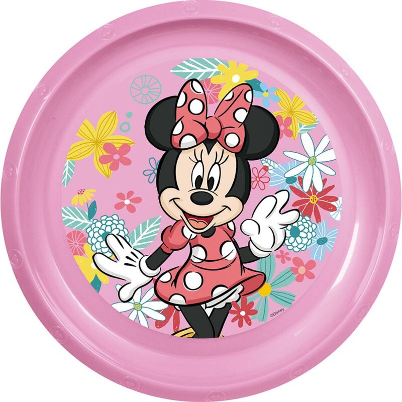 foto del prodotto disney piatto piano rosa per bambine in plastica minnie resistente agli urti accidentali e riutilizzabile