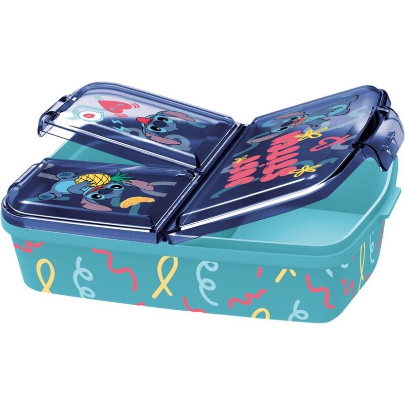 foto del prodotto disney sandwich box bambini stitch con scomparti in plastica, senza bpa, lavabile e riutilizzabile, non adatta alla lavastoviglie e al microonde