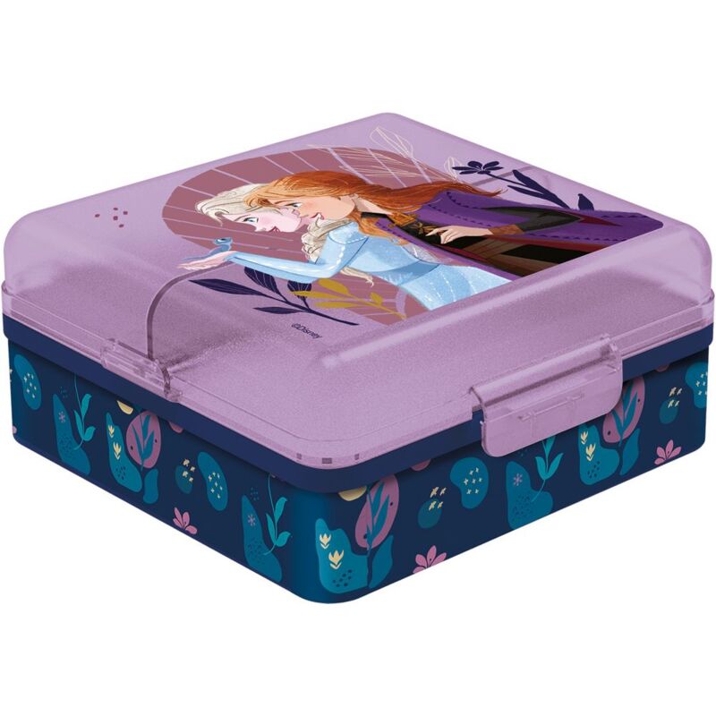 foto del prodotto disney sandwich box viola per bambine in plastica frozen elsa anna con multi scomparto