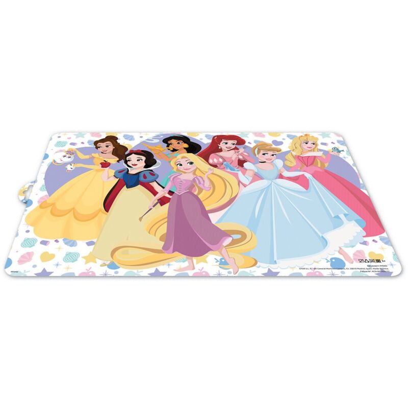 foto del prodotto disney tovaglietta individuale per bambine in plastica principesse jasmine cenerentola rapunzel belle biancaneve aurora ariel