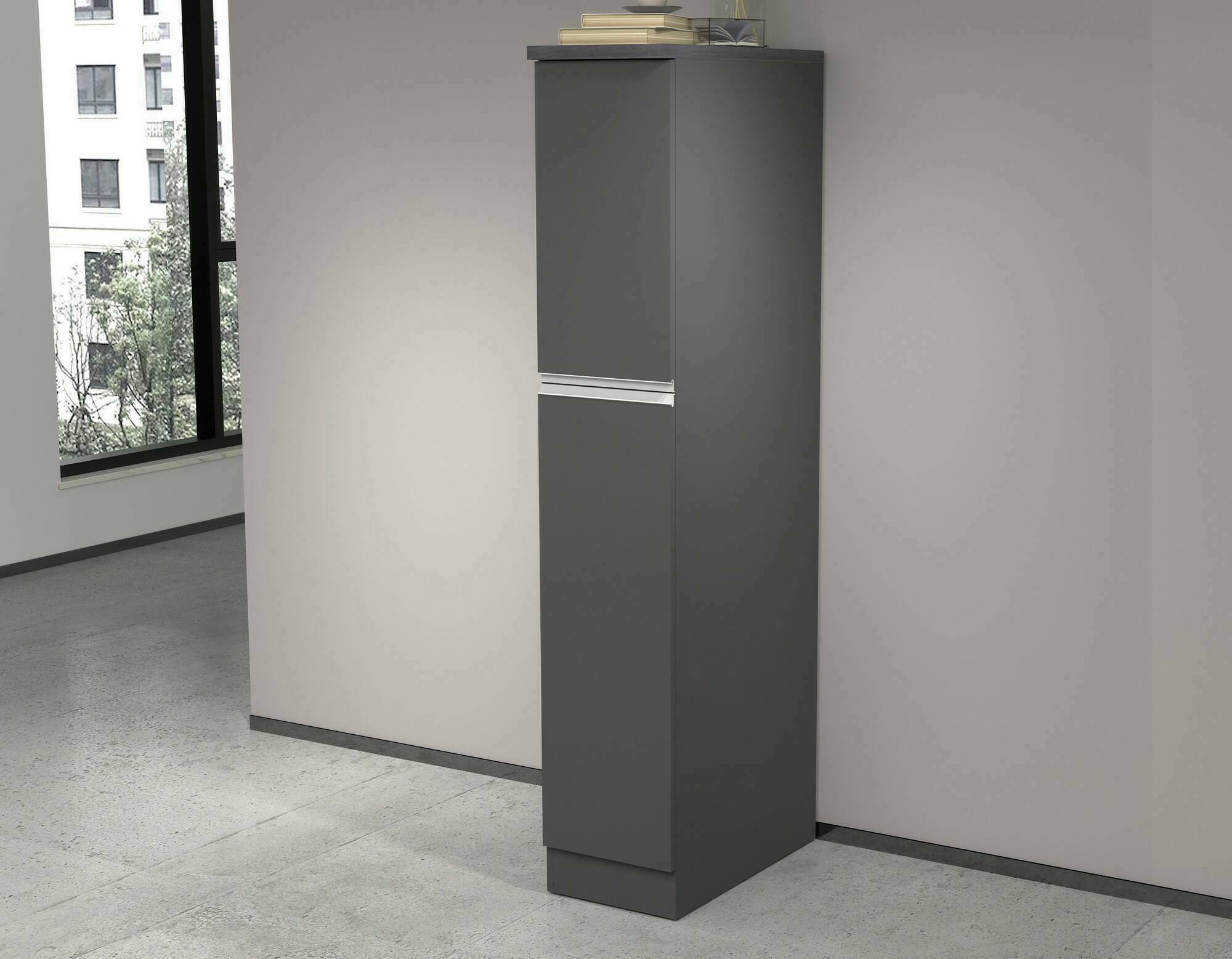foto del prodotto dispensa da cucina atrax, mobile multiuso, armadio portaoggetti a 2 cassettoni, 100 made in italy, 30x60h165 cm, antracite e ardesia