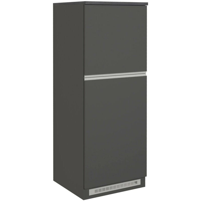 foto del prodotto dispensa da cucina plinio, mobile multiuso, armadio porta frigo a 2 ante, 100 made in italy, 60x60h165 cm, antracite e ardesia, con imballo
