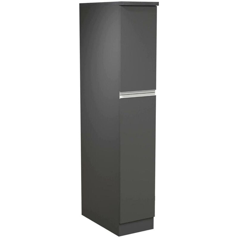 foto del prodotto dispensa da cucina quintino, mobile multiuso, armadio portaoggetti a 2 cassettoni, 100 made in italy, 30x60h165 cm, antracite e ardesia, con imballo