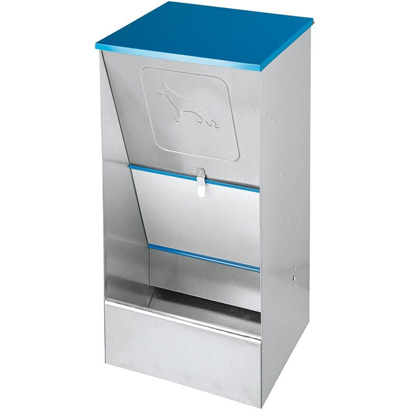 foto del prodotto dispenser di cibo per cani 27l zincato mangiatoia 31x26x61 cm distributore di cibo resistente per esterni