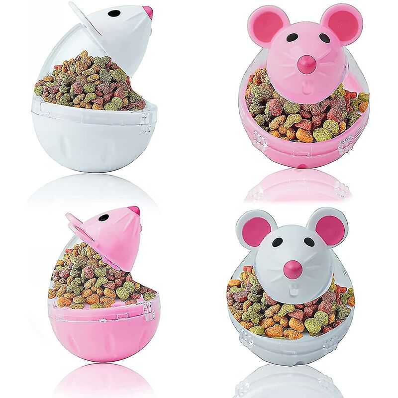 foto del prodotto dispenser di cibo per gatti da 4 pezzi giocattolo mangiatoia per gatti giocattolo per addestramento interattivo iq treat bicchiere a forma di topo