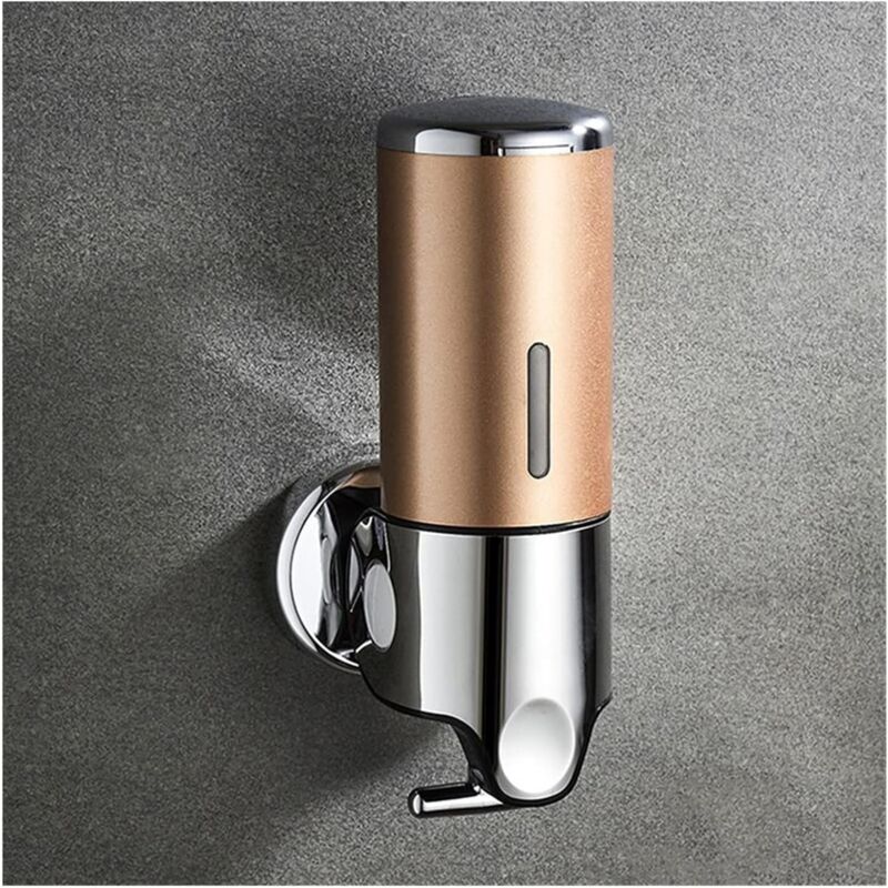 foto del prodotto dispenser di disinfettante per le mani, dispenser di shampoo manuale a parete per hotel, ufficio, casa, bagno, oro