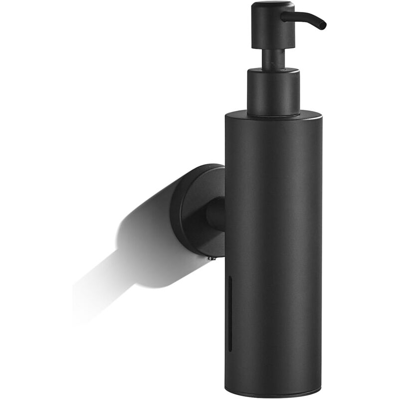 foto del prodotto dispenser di sapone a parete, dispenser di sapone con pompa in acciaio inossidabile, dispenser di sapone a parete nero per bagno sollbry
