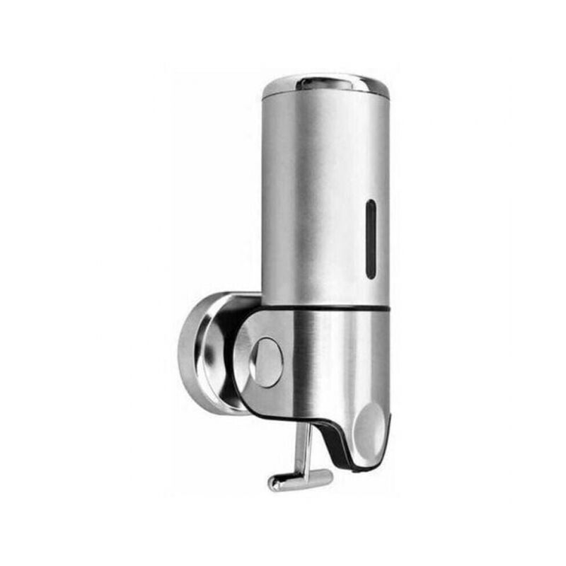 foto del prodotto dispenser di sapone a parete, dispenser manuale di sapone liquido da appendere per cucina, hotel, shampoo, balsamo, gel doccia, argento