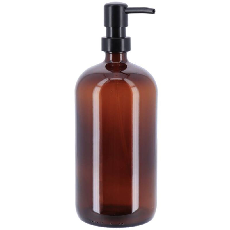 foto del prodotto dispenser di sapone a pompa in vetro nero opaco 1l ambra tendance