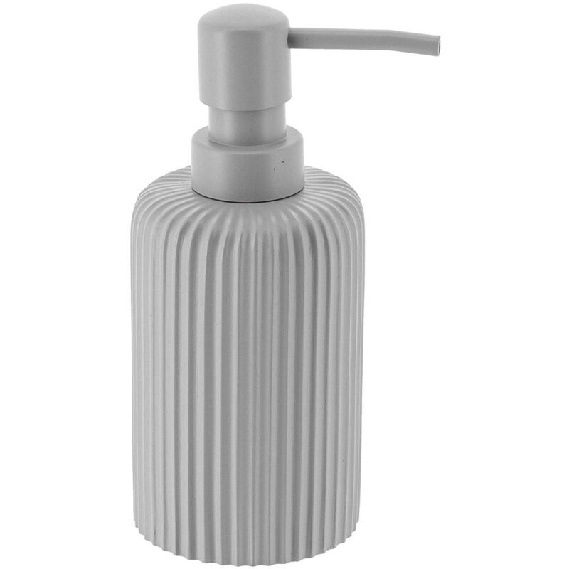 foto del prodotto dispenser di sapone arrotondato in poliresina a strisce 230 ml grigio chiaro tendance