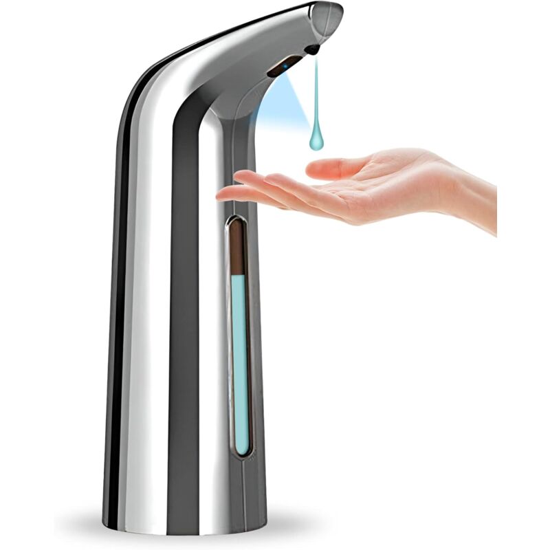 foto del prodotto dispenser di sapone automatico con sensore, dispenser di sapone a infrarossi touchless impermeabile per bagno, cucina, hotel, ristorante argento