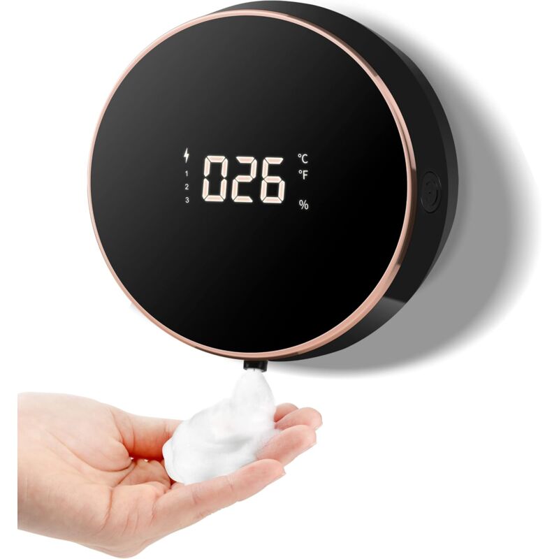 foto del prodotto dispenser di sapone automatico, dispenser di sapone elettrico a parete senza foratura, dispenser di sapone in schiuma touchless da 300 ml sensore