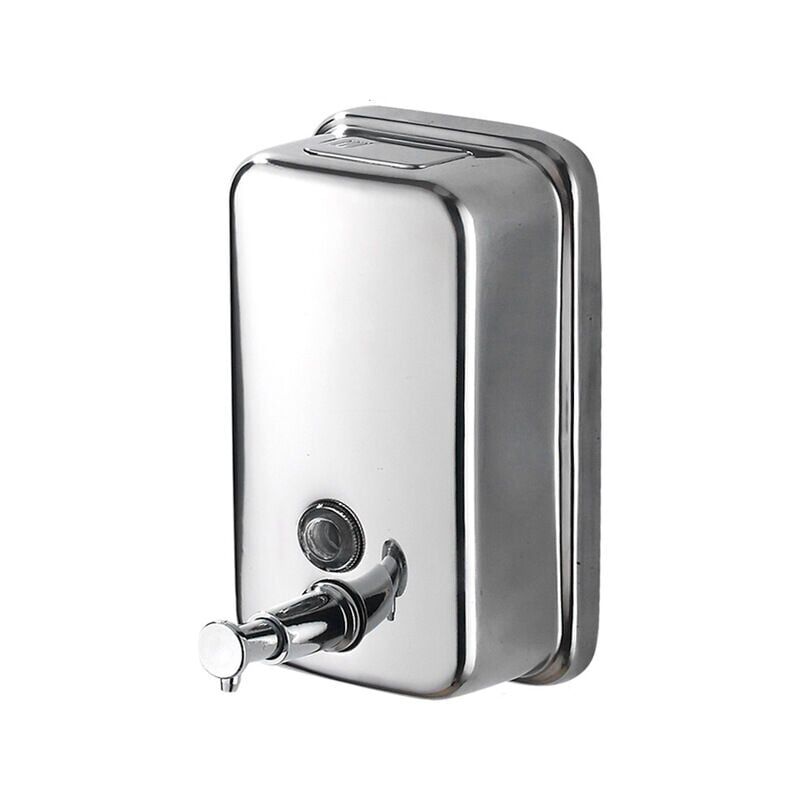 foto del prodotto dispenser di sapone da 500 ml, dispenser di sapone manuale da parete in acciaio inox per bagno, cucina, mercato, hotel e ristorante.