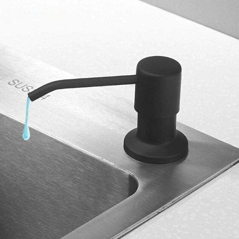 foto del prodotto dispenser di sapone da 500 ml pompa per sapone nero per lavello della cucina