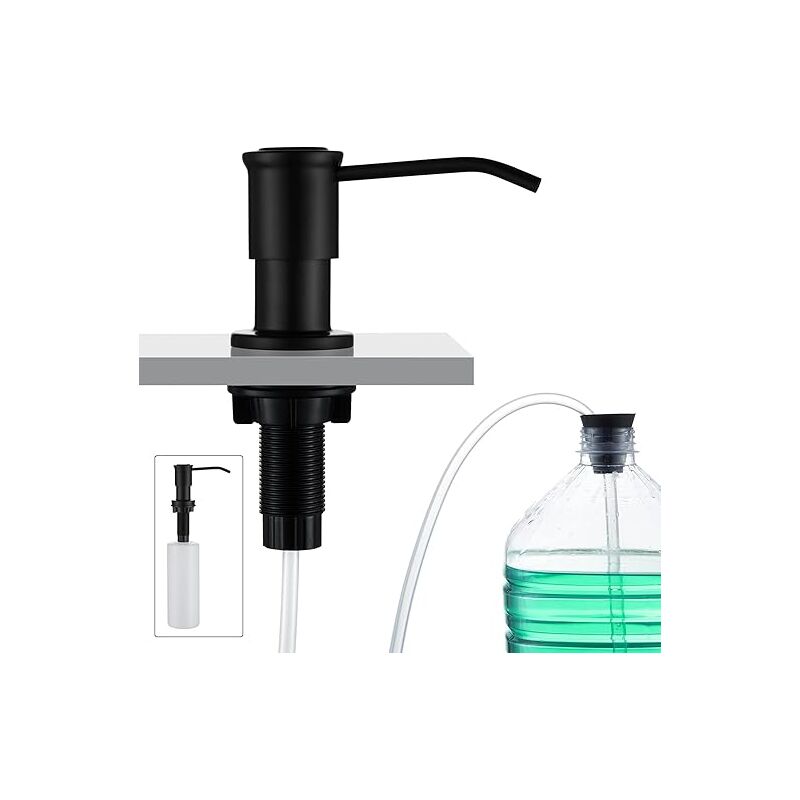 foto del prodotto dispenser di sapone da incasso, dispenser di sapone per lavello da cucina, dispenser di sapone da incasso con bottiglia da 500 ml e set di prolunga