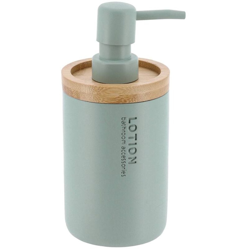 foto del prodotto dispenser di sapone in poliresina 280 ml - bambù verde eucalipto - tendance