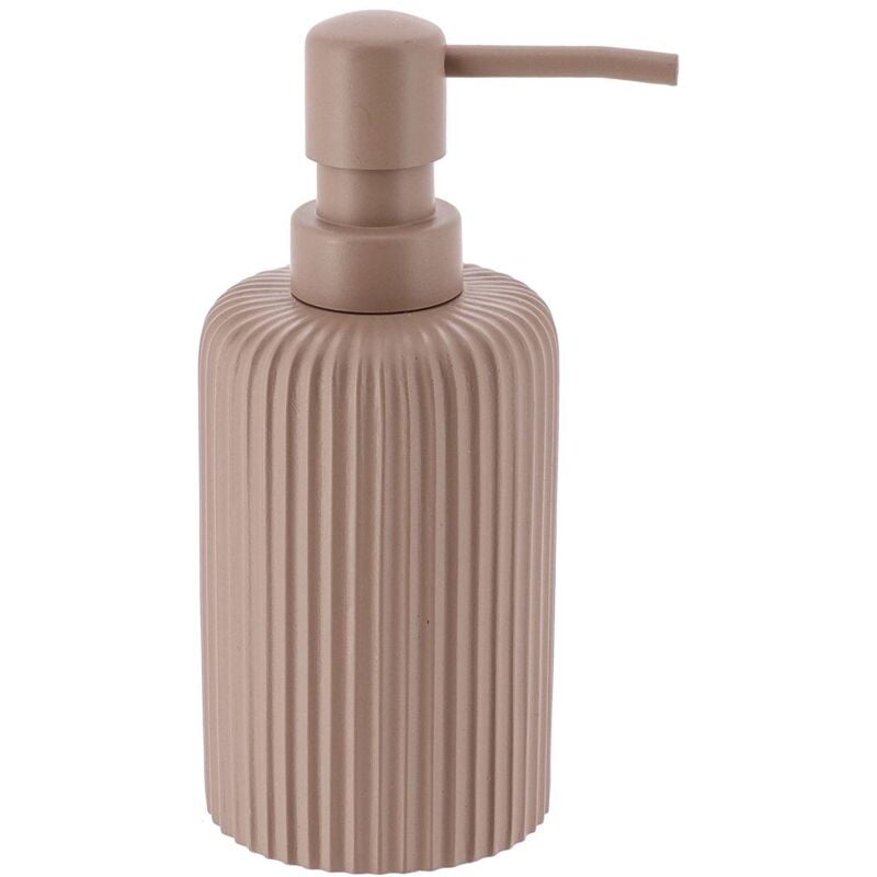 foto del prodotto dispenser di sapone in poliresina a righe arrotondate 230 ml cappuccino tendance