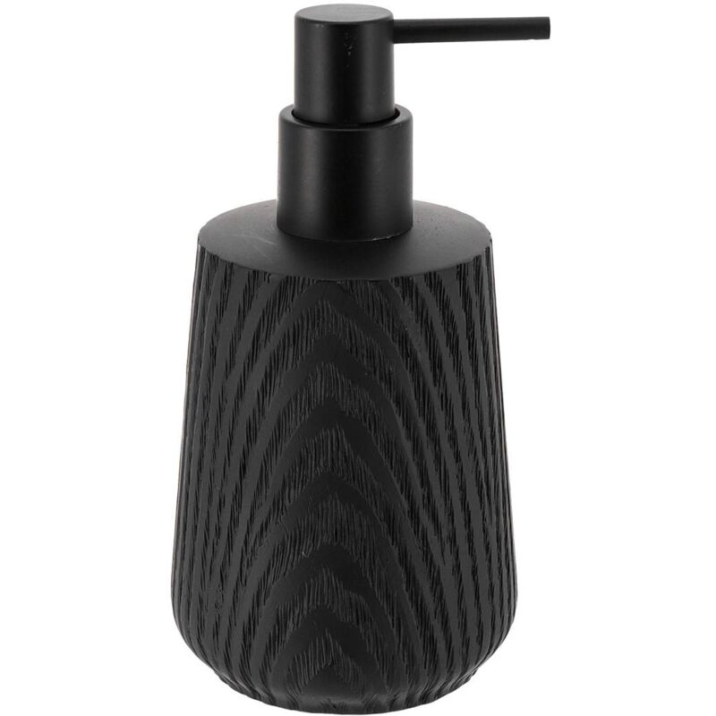 foto del prodotto dispenser di sapone in poliresina effetto legno 350ml nero tendance