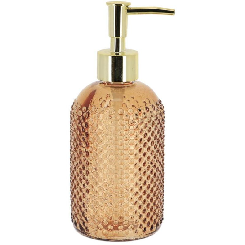 foto del prodotto dispenser di sapone in vetro rotondo con motivo a punti 410 ml fumo tendance
