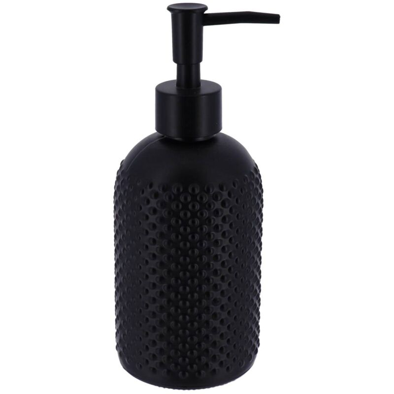 foto del prodotto dispenser di sapone in vetro rotondo con motivo a punti 410 ml nero tendance