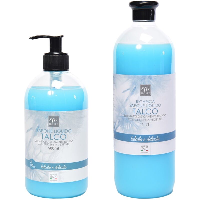 foto del prodotto dispenser di sapone liquido da 500 ml profumato dermatologicamente testato con glicerina vegetale ricarica da 1000 ml muschio bianco