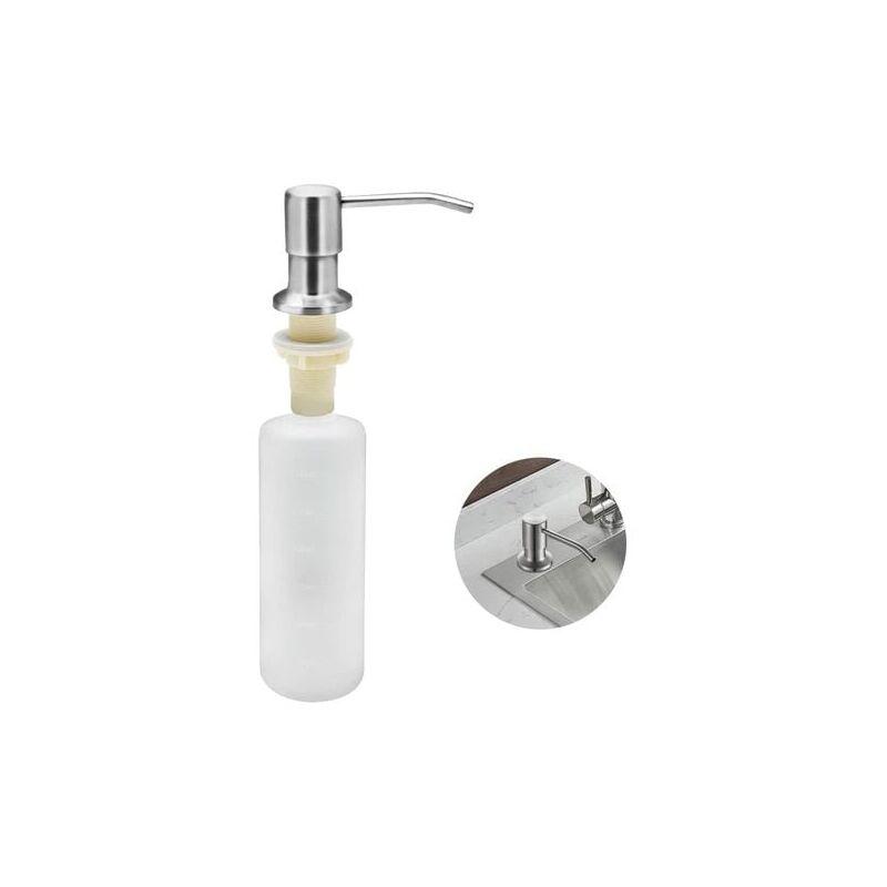 foto del prodotto dispenser di sapone per lavello da cucina, dispenser di detersivo da cucina integrato in acciaio inossidabile da 350 ml, dispenser di sapone