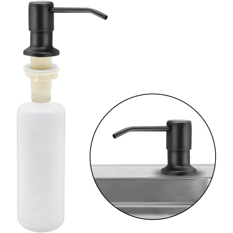 foto del prodotto dispenser di sapone per lavello da cucina dispenser di detersivo per cucina in acciaio inossidabile da 350 ml dispenser di sapone ricaricabile con