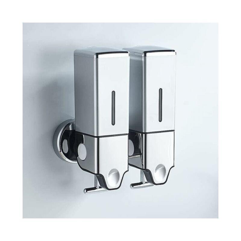 foto del prodotto dispenser di sapone per le mani, doccia e lozioni montato a parete per bagno, cucina, mercato, hotel, ristorante 1000 ml, argento 