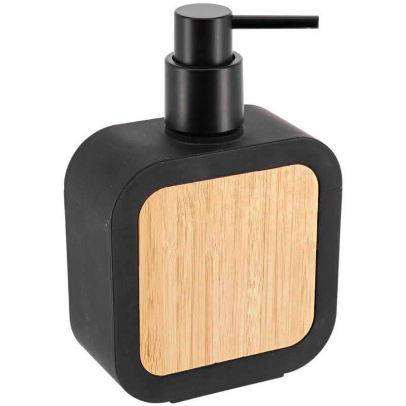 foto del prodotto dispenser di sapone quadrato in gomma abs e bamb 350 ml nero tendance