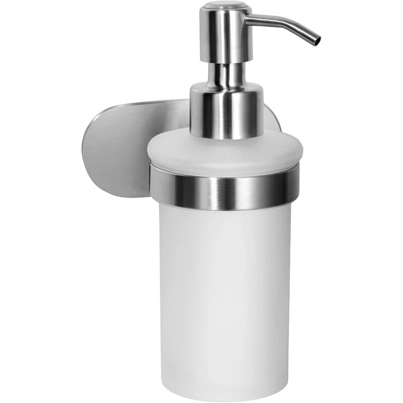 foto del prodotto dispenser di sapone senza foratura porta sapone da bagno a parete porta sapone per wc acciaio inossidabile spazzolato